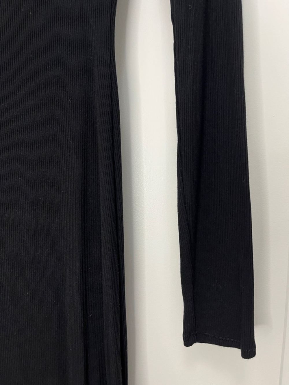 Skims Scoop Neck Black Long Sleeve Ribbed Knit Maxi Dress - Size Small - Picture 6 of 10